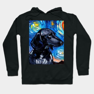 Black Dachshund Night (Portrait) Hoodie